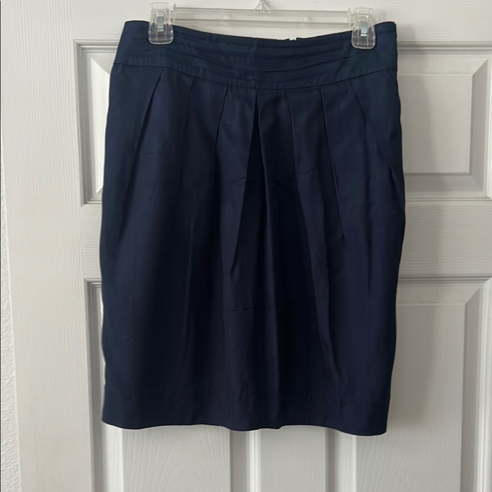 Odille Blue Knee-Length Pleated Pencil Skirt